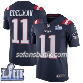 New England Patriots Tröjor Julian Edelman 11 Nike Blå 2019 Super Bowl LIII - Herr